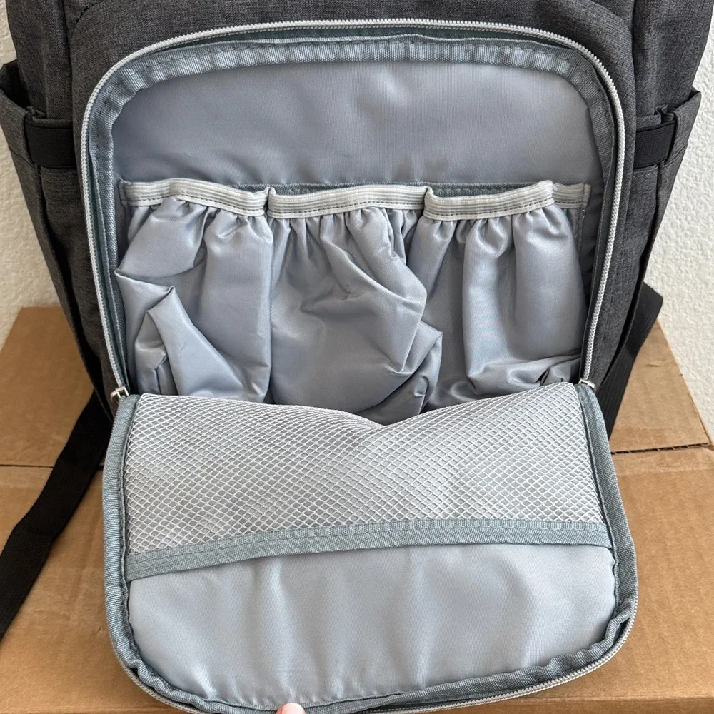 NWOT Dark Gray Canvas Baby Backpack - Upsimples